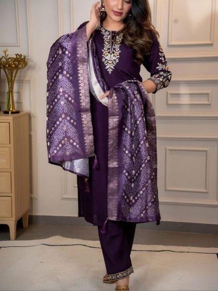 Charismatic Roman Silk Embroidered Plus Size Kurti with Chanderi Butti Dupatta Set for Women Plus Size Kurti / Gown
