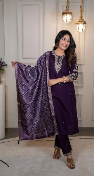Charismatic Roman Silk Embroidered Plus Size Kurti with Chanderi Butti Dupatta Set for Women Plus Size Kurti / Gown