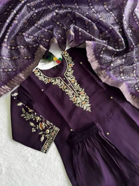 Charismatic Roman Silk Embroidered Plus Size Kurti with Chanderi Butti Dupatta Set for Women Plus Size Kurti / Gown