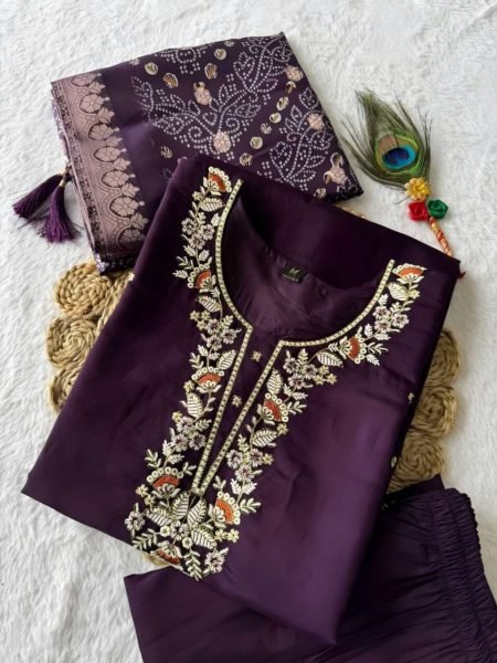 Charismatic Roman Silk Embroidered Plus Size Kurti with Chanderi Butti Dupatta Set for Women Plus Size Kurti / Gown