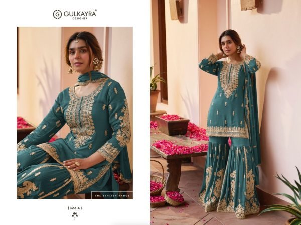 Charismatic Teal Green Chinon Sharara Set with Hand Work for Wedding Wear Women Designer Plazzo Salwar Suits Wholesale