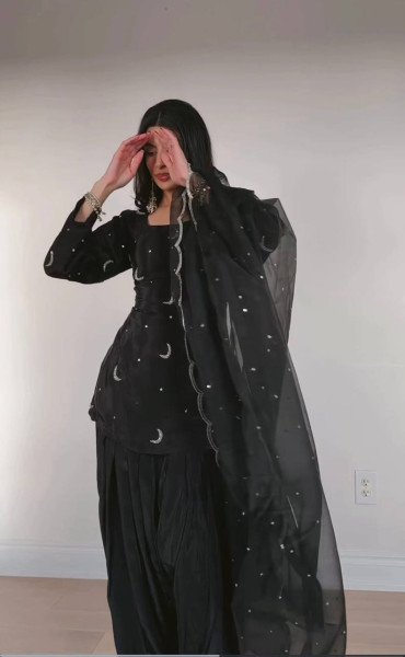 Charming Black Crepe Silk Farshi Salwar Suits With Embroidery Dupatta For Wholesale Only Ready To Wear Collection