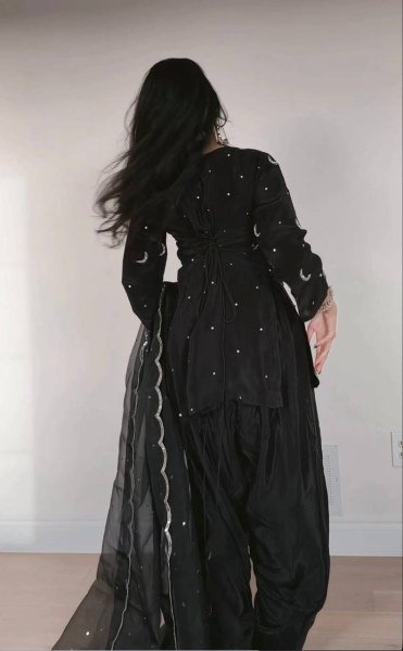 Charming Black Crepe Silk Farshi Salwar Suits With Embroidery Dupatta For Wholesale Only Ready To Wear Collection