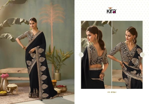 Charming Black Heavy Embroidered Silk Saree with Matching Designer Blouse For Functions Silk Sarees Wholesale