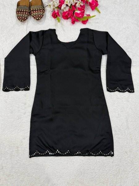 Charming Black Roman Silk Top and Farshi Salwar Party Wear Set at Wholesale Rate CO ORD Sets