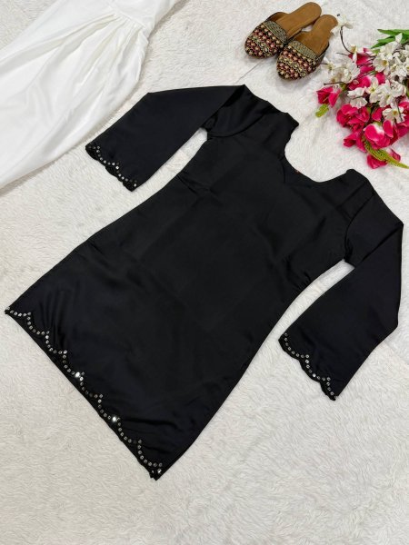 Charming Black Roman Silk Top and Farshi Salwar Party Wear Set at Wholesale Rate CO ORD Sets