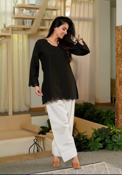 Charming Black Roman Silk Top and Farshi Salwar Party Wear Set at Wholesale Rate CO ORD Sets