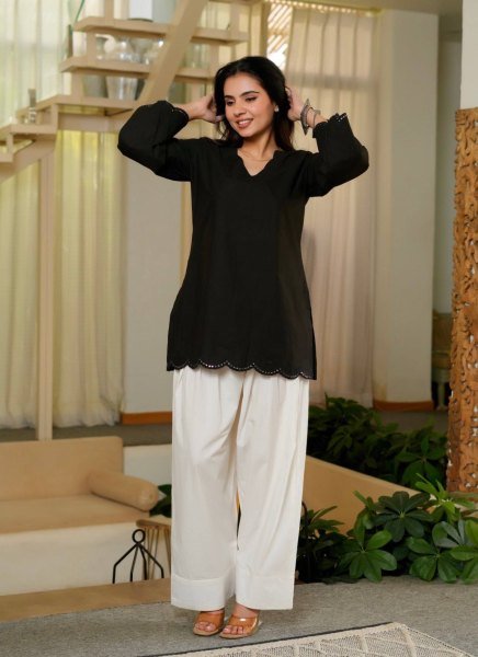Charming Black Roman Silk Top and Farshi Salwar Party Wear Set at Wholesale Rate CO ORD Sets
