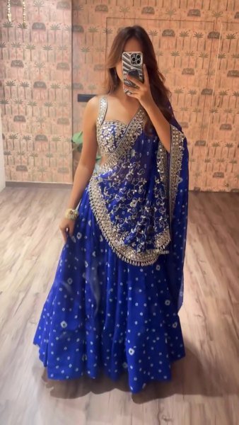 Charming Blue Faux Georgette Lehenga with Embroidered Blouse at Manufacturer Rate Navratri Lehnega Choli