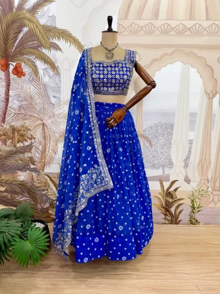 Charming Blue Faux Georgette Lehenga with Embroidered Blouse at Manufacturer Rate Navratri Lehnega Choli