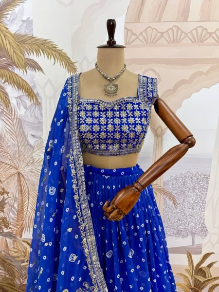 Charming Blue Faux Georgette Lehenga with Embroidered Blouse at Manufacturer Rate Navratri Lehnega Choli