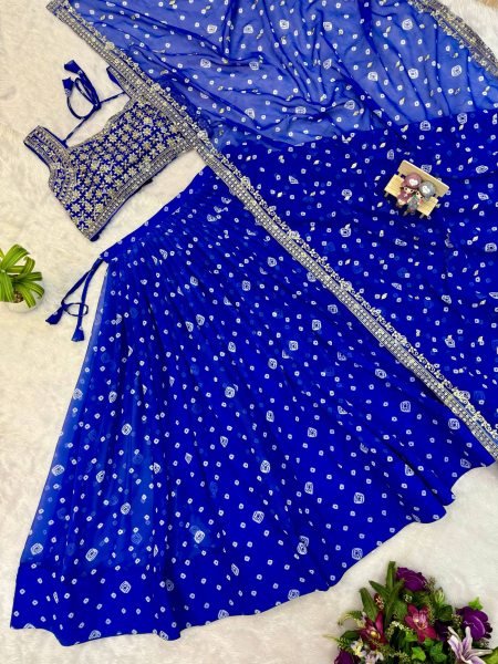 Charming Blue Faux Georgette Lehenga with Embroidered Blouse at Manufacturer Rate Navratri Lehnega Choli