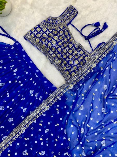 Charming Blue Faux Georgette Lehenga with Embroidered Blouse at Manufacturer Rate Navratri Lehnega Choli