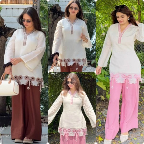 Charming Brown Designer Roman Silk Party Wear Top Palazzo Collection for Daily Wear Ready To Wear Collection