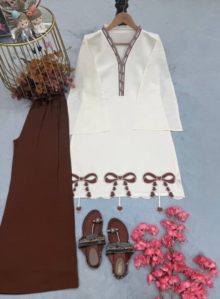 Charming Brown Designer Roman Silk Party Wear Top Palazzo Collection for Daily Wear Ready To Wear Collection