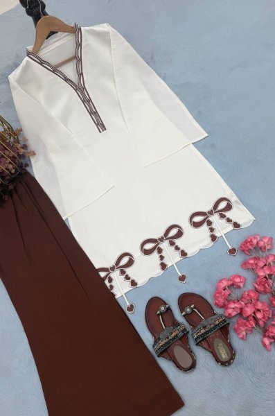 Charming Brown Designer Roman Silk Party Wear Top Palazzo Collection for Daily Wear Ready To Wear Collection