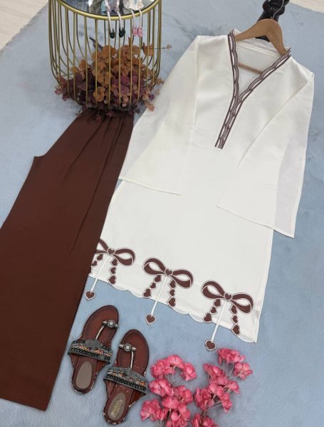 Charming Brown Designer Roman Silk Party Wear Top Palazzo Collection for Daily Wear Ready To Wear Collection