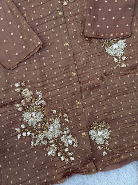 Charming Brown Premium Salsa Butti Embroidered Co Ord Set for Women CO ORD Sets
