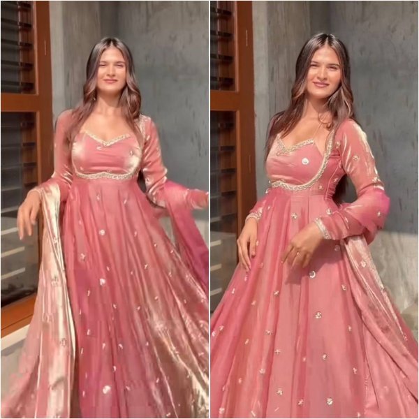 Charming  Fendy Silk Kurti Set with Sequence Embroidery   Lace Dupatta Festive Ready Outfit Georgette Kurti 