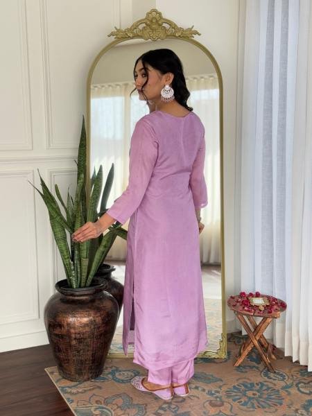 Charming Lavender Rayon Embroidered Straight Kurta Set with Dupatta  Straight Cut Long Kurtis