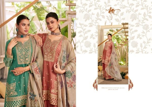 Charming Peach Fendy Silk Plazo Suit Set with Heavy Embroidered Work For Wedding Designer Plazzo Salwar Suits Wholesale