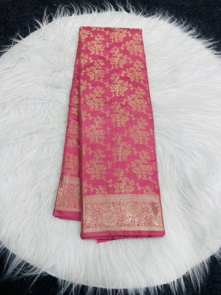 Charming Pink Designer Mercerised Soft Silk Pattu Silk Saree for Women Silk Sarees Wholesale