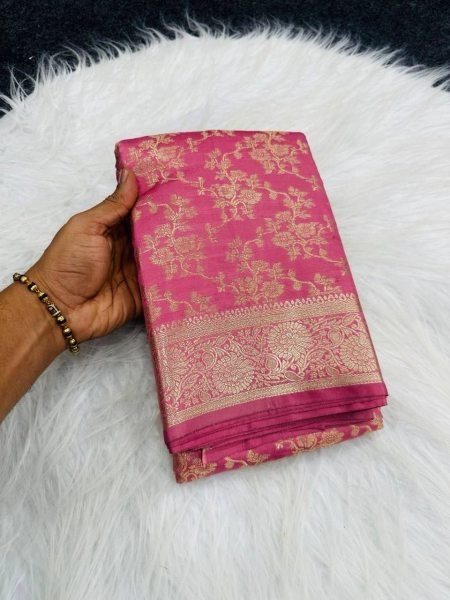 Charming Pink Designer Mercerised Soft Silk Pattu Silk Saree for Women Silk Sarees Wholesale