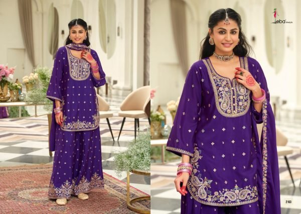Charming Purple Chinon Embroidered Top Plazo Dupatta Set with Sequins For Festival Designer Plazzo Salwar Suits Wholesale