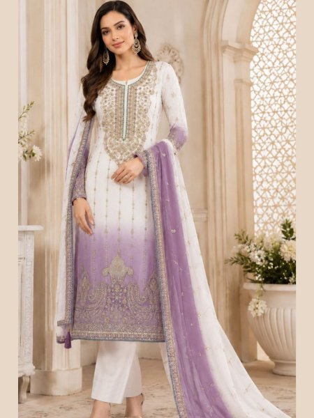 Charming Purple Crunchy Khatli Work Salwar Suit with Dupatta for Wedding Wear 