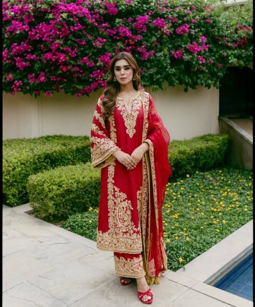 Charming Red Party Wear Faux Georgette Kurti Plazzo Set with Sequin Zari Work Ready To Wear Collection