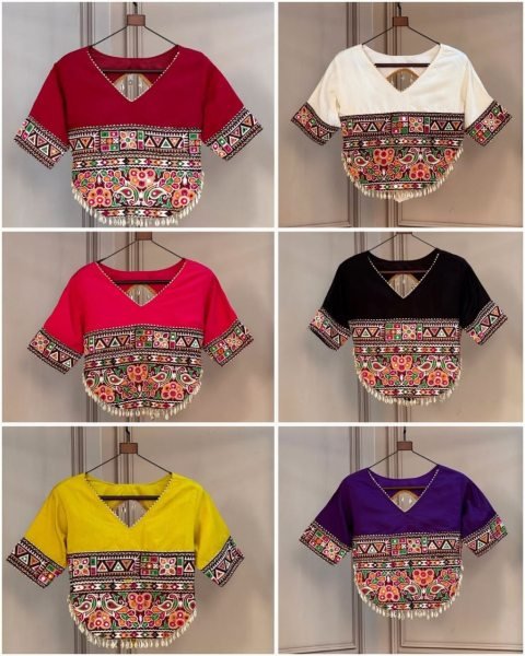 Charming Red Roman Blouse with Kutchi Gamthi Embroidery and Codi Lace Work Blouse Collection