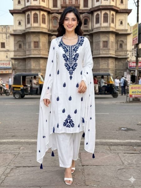 Charming Wholesale Vichitra Silk Kurti Pant Dupatta Set for Resellers and Retailers 