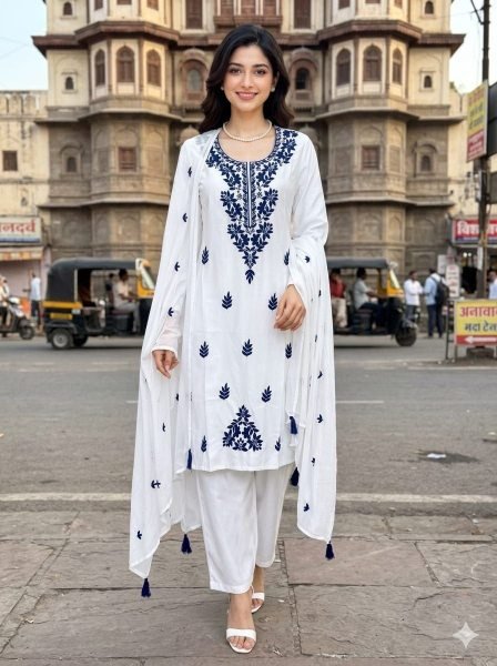 Charming Wholesale Vichitra Silk Kurti Pant Dupatta Set for Resellers and Retailers Embroidery Kurtis 