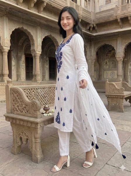 Charming Wholesale Vichitra Silk Kurti Pant Dupatta Set for Resellers and Retailers Embroidery Kurtis 