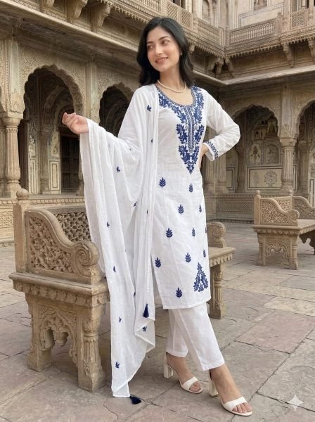 Charming Wholesale Vichitra Silk Kurti Pant Dupatta Set for Resellers and Retailers Embroidery Kurtis 