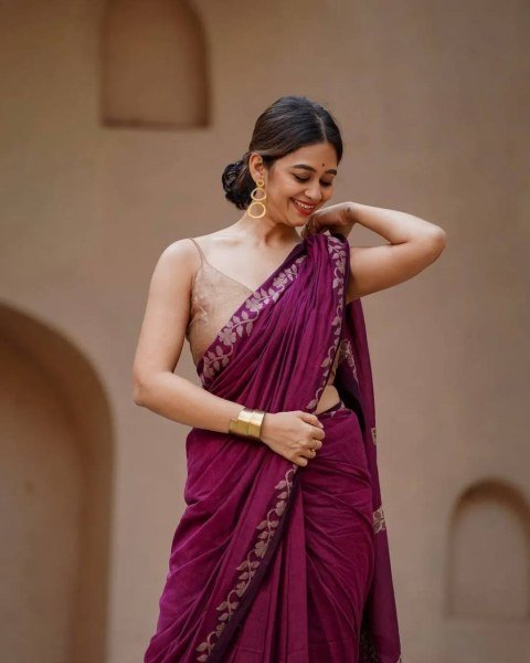Charming Wine Cotton Saree Collection for Traditional and Modern Ethnic Wear Cotton Sarees Wholesale