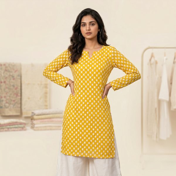 Charming Yellow Festive Wear Comfortable Georgette Embroidery Tunic Full Set Kurti