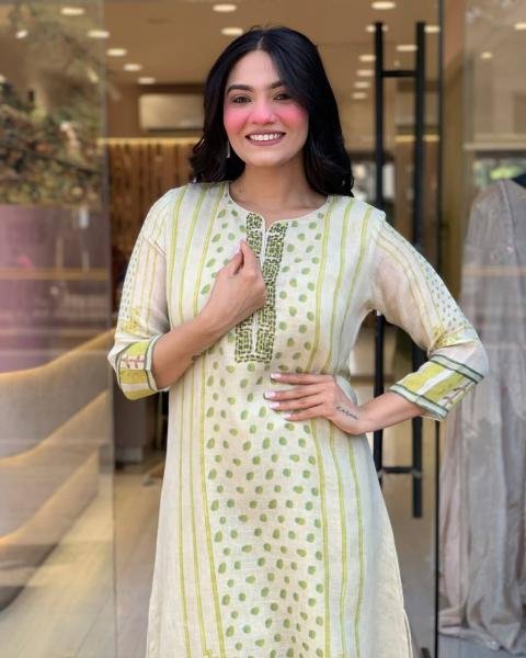 Chhath Puja Special Linen Silk Embroidery Kurti Set with Dupatta For Woman  Straight Cut Long Kurtis