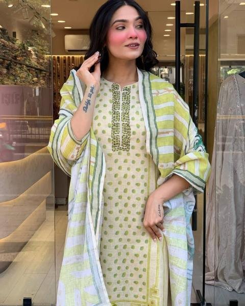 Chhath Puja Special Linen Silk Embroidery Kurti Set with Dupatta For Woman  Straight Cut Long Kurtis