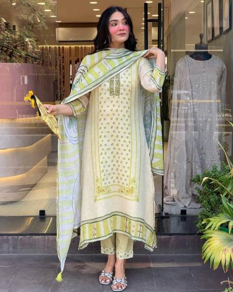 Chhath Puja Special Linen Silk Embroidery Kurti Set with Dupatta For Woman  Straight Cut Long Kurtis