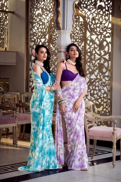 Chic Floral Marble Saree with Moonga Silk Blouse Stylish & Comfortable Printed Cotton Sarees Wholesale