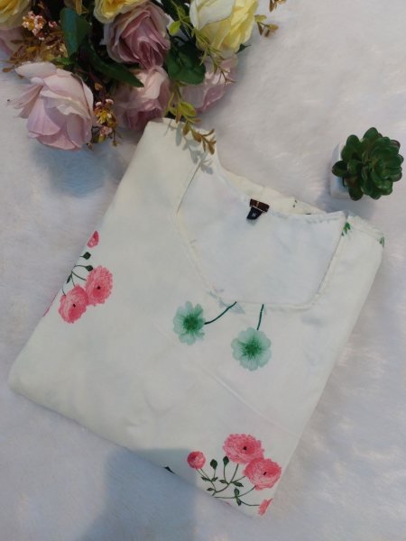 Chic  Muslin Floral printed one piece  dress for girls in wholesale price  Printed Kurtis