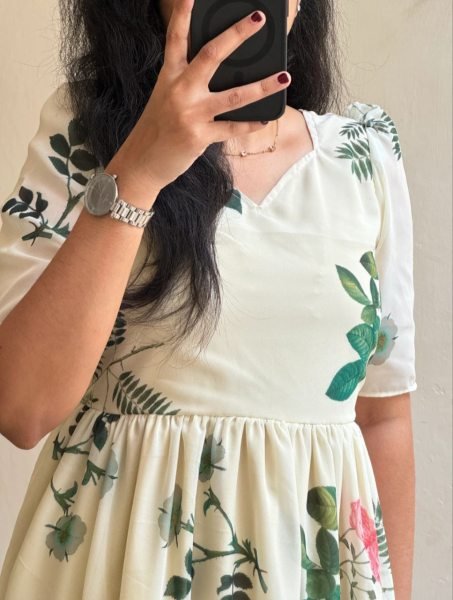 Chic  Muslin Floral printed one piece  dress for girls in wholesale price  Printed Kurtis