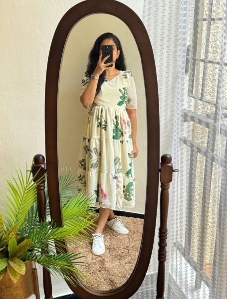 Chic  Muslin Floral printed one piece  dress for girls in wholesale price  Printed Kurtis