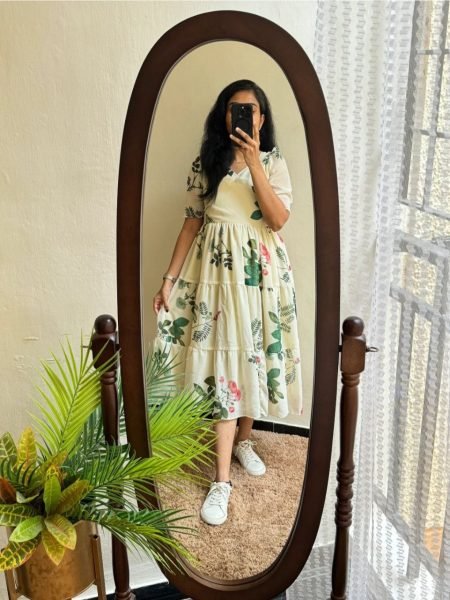 Chic  Muslin Floral printed one piece  dress for girls in wholesale price  Printed Kurtis