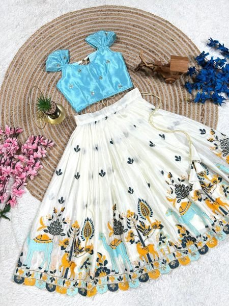 Chic Sequins Embroidered Cotton Silk Lehenga Blouse Set for Reseller  and Bulk Buyers Girls Wear