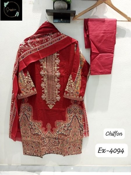 Chiffon Ready Stock Pure Cotton Patch Self Embroidered Festive Wear Suit Collection Pakistani Suits Wholesale