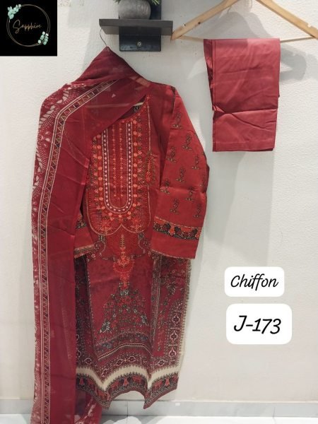 Chiffon Ready Stock Pure Cotton Patch Self Embroidered Festive Wear Suit Collection Pakistani Suits Wholesale