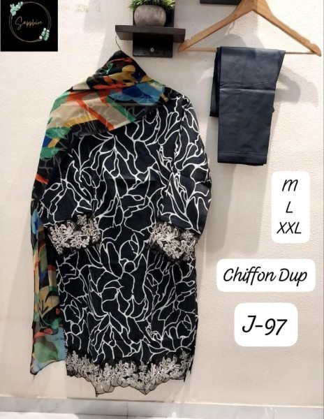 Chiffon Ready Stock Pure Cotton Patch Self Embroidered Festive Wear Suit Collection Pakistani Suits Wholesale
