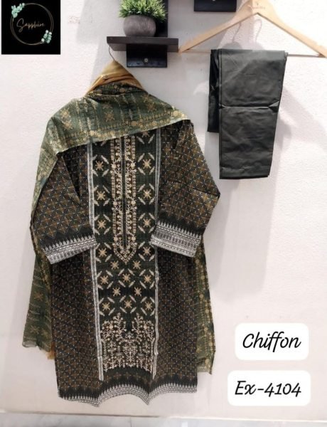 Chiffon Ready Stock Pure Cotton Patch Self Embroidered Festive Wear Suit Collection Pakistani Suits Wholesale